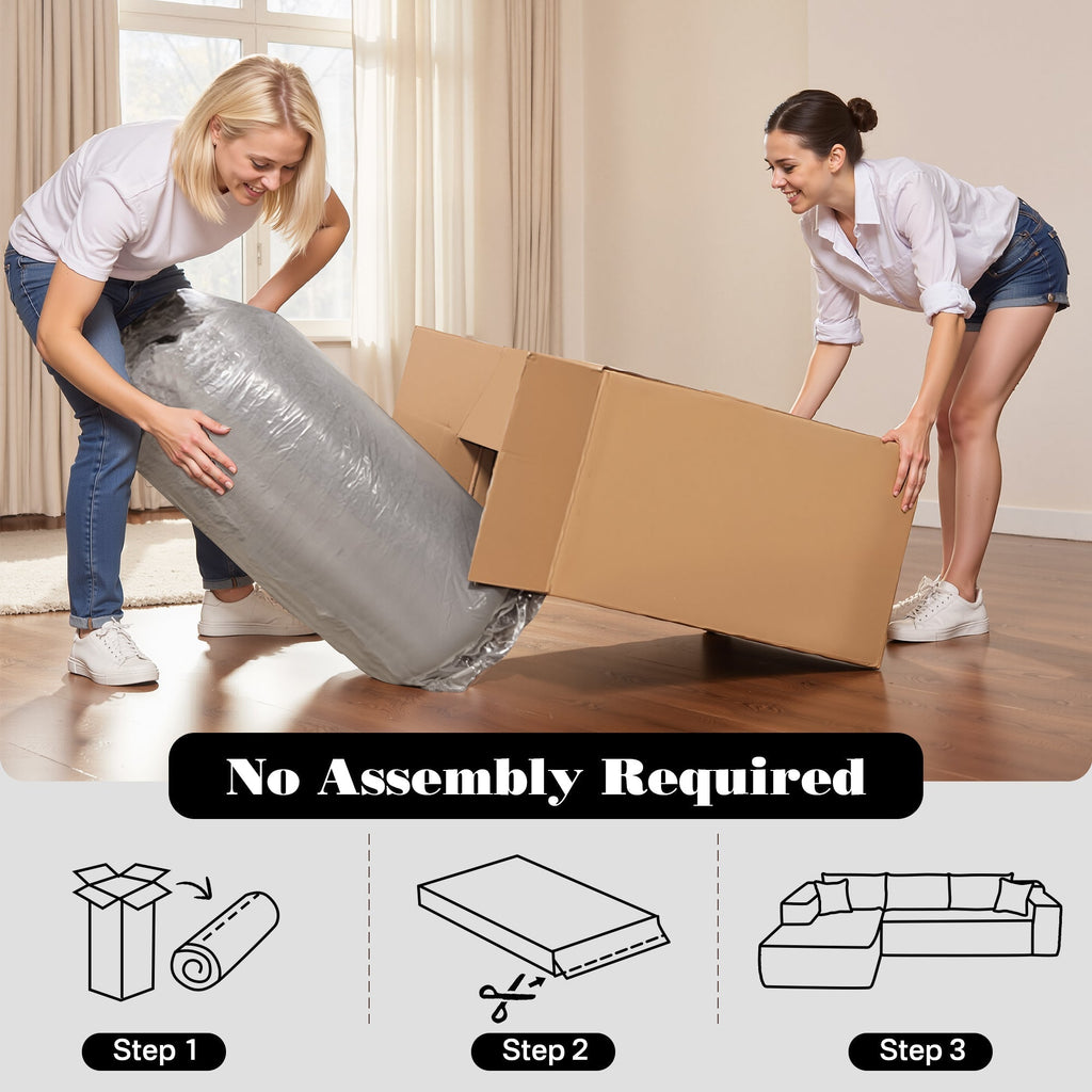 OVIOS 104" L-Shape Modular Couch with Chaise,Corduroy Fabric,No Assembly Required